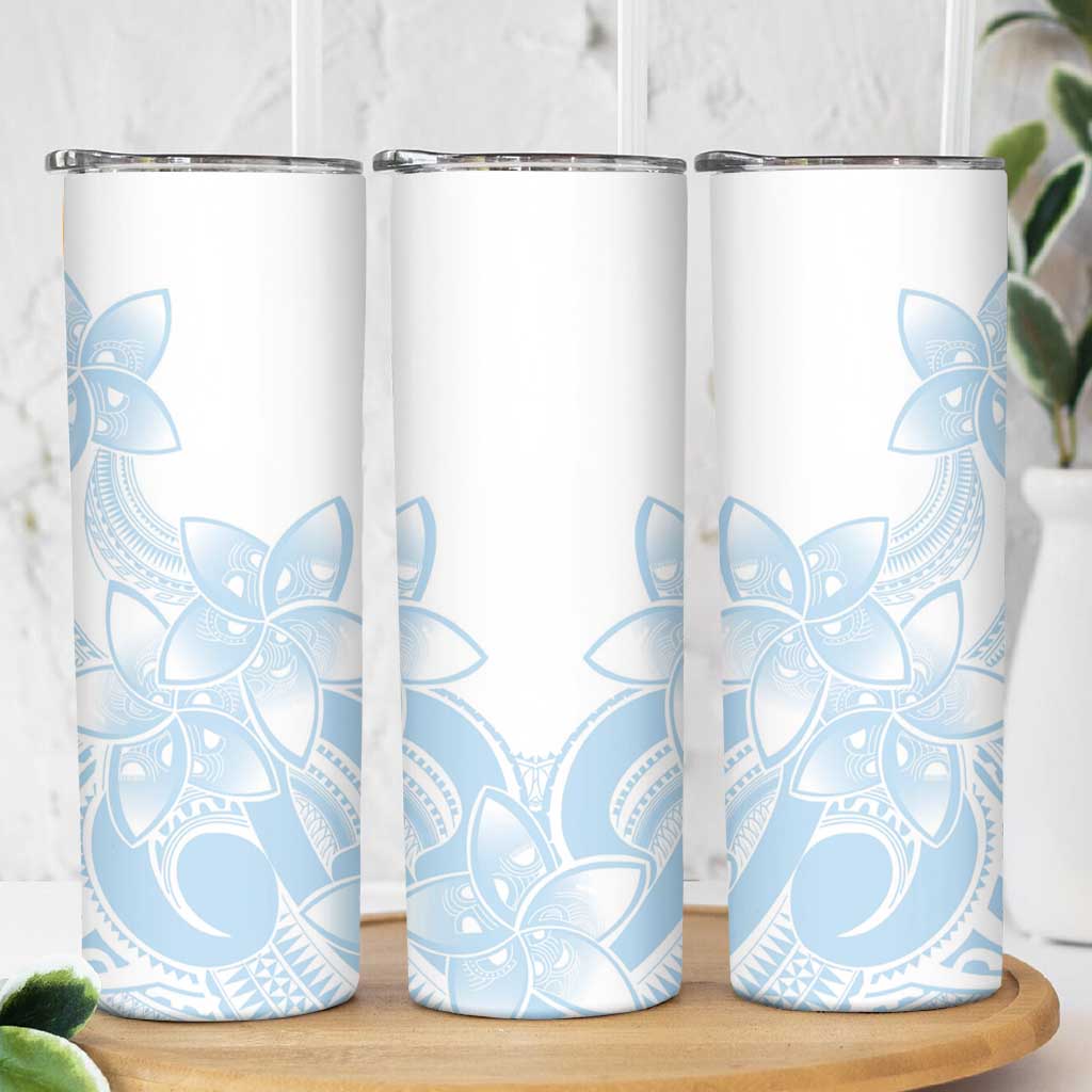 Polynesian Tribal Plumeria Lotu Tamaiti Skinny Tumbler Pastel Sky Blue - Polynesian Pride