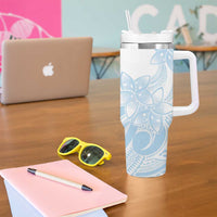 Polynesian Tribal Plumeria Lotu Tamaiti Tumbler With Handle Pastel Sky Blue - Polynesian Pride
