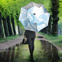 Polynesian Tribal Plumeria Lotu Tamaiti Umbrella Pastel Sky Blue - Polynesian Pride