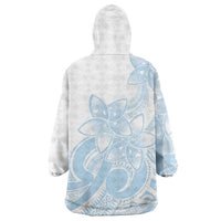 Polynesian Tribal Plumeria Lotu Tamaiti Wearable Blanket Hoodie Pastel Sky Blue - Polynesian Pride
