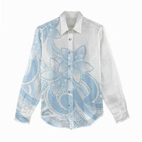Polynesian Tribal Plumeria Lotu Tamaiti Women Casual Shirt Pastel Sky Blue LT9 - Polynesian Pride