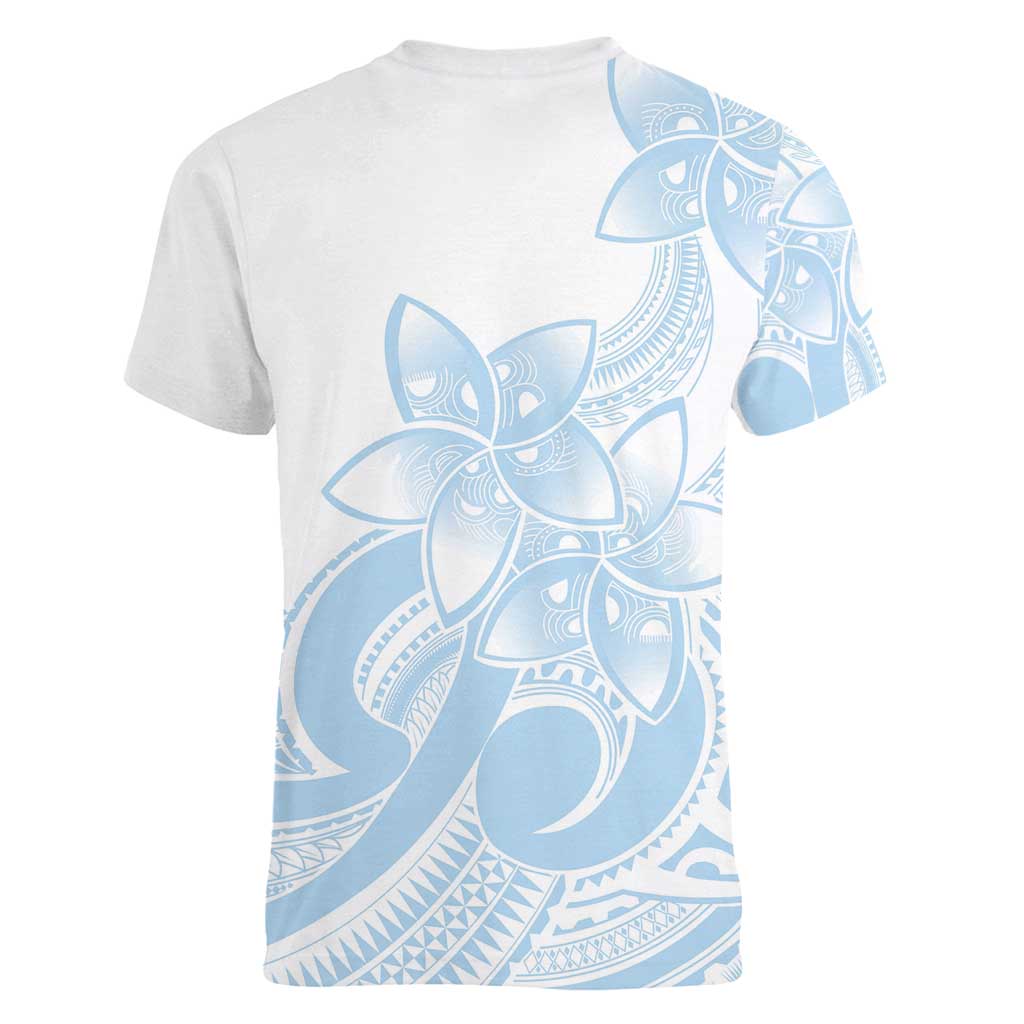 Polynesian Tribal Plumeria Lotu Tamaiti Women V-Neck T-Shirt Pastel Sky Blue - Polynesian Pride