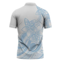Polynesian Tribal Plumeria Lotu Tamaiti Zipper Polo Shirt Pastel Sky Blue - Polynesian Pride
