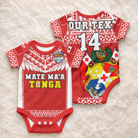 Custom Tonga Rugby Baby Onesie Mate Maa Tonga Pacific Ngatu White LT14 - Polynesian Pride