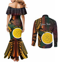 Personalised Shefa Day Couples Matching Mermaid Dress and Long Sleeve Button Shirt Happy June 18 Vanuatu Province LT14 - Polynesian Pride