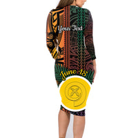 Personalised Shefa Day Family Matching Long Sleeve Bodycon Dress and Hawaiian Shirt Happy June 18 Vanuatu Province LT14 - Polynesian Pride