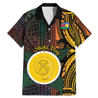 Personalised Shefa Day Family Matching Mermaid Dress and Hawaiian Shirt Happy June 18 Vanuatu Province LT14 Dad's Shirt - Short Sleeve Black - Polynesian Pride