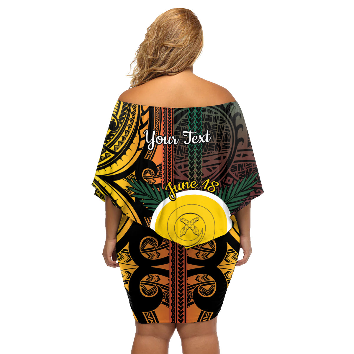 Personalised Shefa Day Family Matching Off Shoulder Short Dress and Hawaiian Shirt Happy June 18 Vanuatu Province