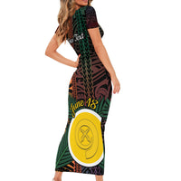 Personalised Shefa Day Family Matching Short Sleeve Bodycon Dress and Hawaiian Shirt Happy June 18 Vanuatu Province LT14 - Polynesian Pride