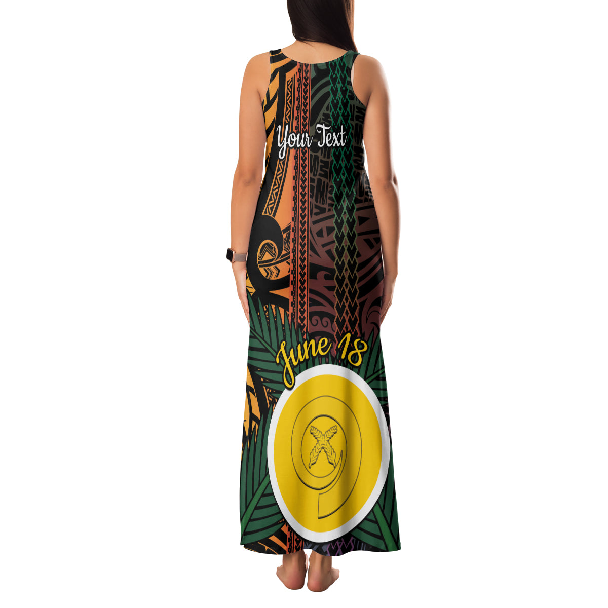 Personalised Shefa Day Family Matching Tank Maxi Dress and Hawaiian Shirt Happy June 18 Vanuatu Province