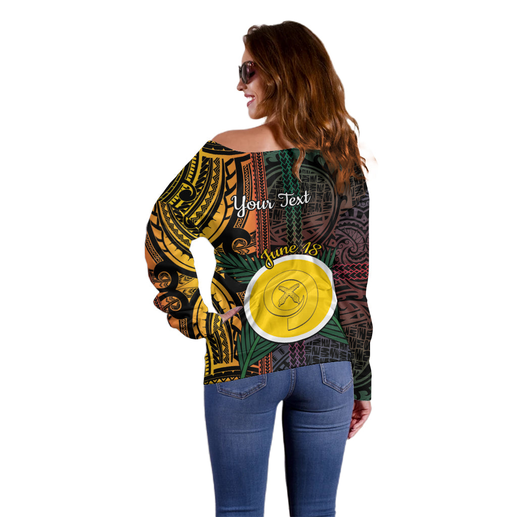 Personalised Shefa Day Off Shoulder Sweater Happy June 18 Vanuatu Province