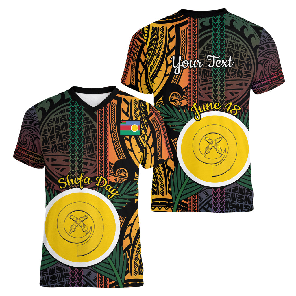 Personalised Shefa Day Women V-Neck T-Shirt Happy June 18 Vanuatu Province