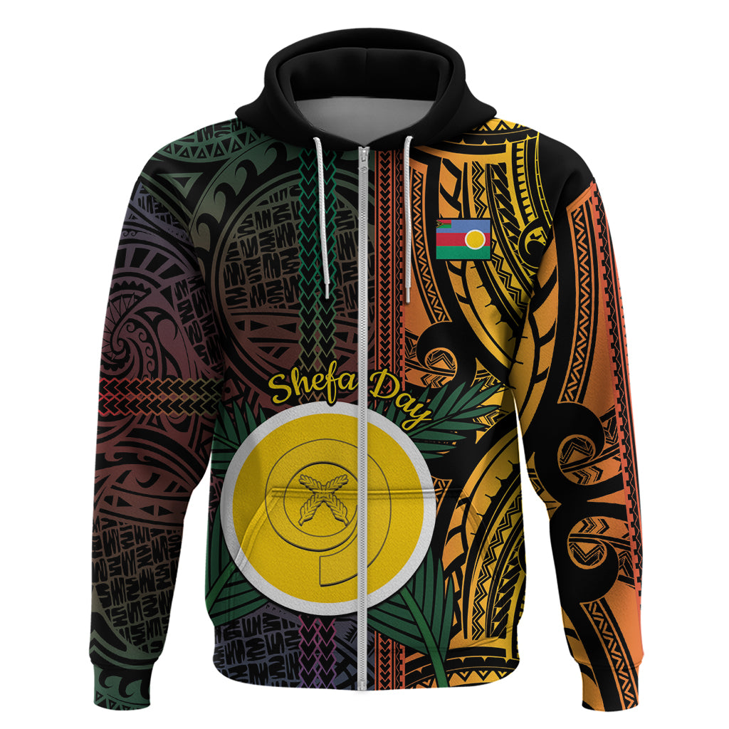 Personalised Shefa Day Zip Hoodie Happy June 18 Vanuatu Province
