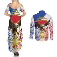 Philippines Independence Day Couples Matching Summer Maxi Dress and Long Sleeve Button Shirt Pilipinas Eagle 126th Anniversary