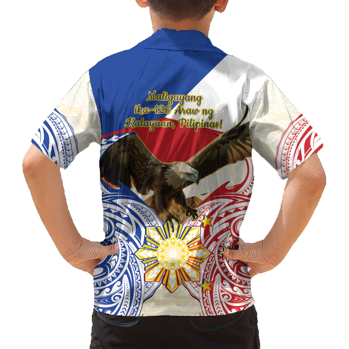 Philippines Independence Day Family Matching Short Sleeve Bodycon Dress and Hawaiian Shirt Pilipinas Eagle 126th Anniversary