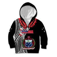 Personalised Samoa Kid Hoodie Ula Fala Mix Samoan Tribal Black Version LT14 Zip Hoodie Black - Polynesian Pride
