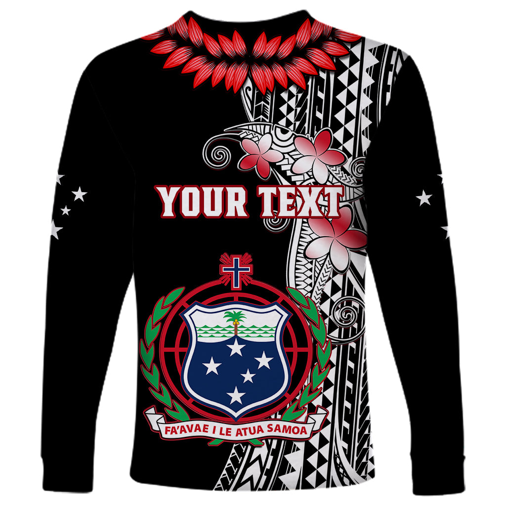 Personalised Samoa Long Sleeve Shirt Ula Fala Mix Samoan Tribal Black Version LT14 - Polynesian Pride