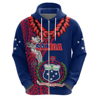 Custom Samoa Hoodie Ula Fala Mix Samoan Tribal Blue Version LT14 - Polynesian Pride