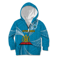 Personalised Tonga Lavengamalie College Kid Hoodie Tongan Ngatu Pattern LT14 Zip Hoodie Blue - Polynesian Pride