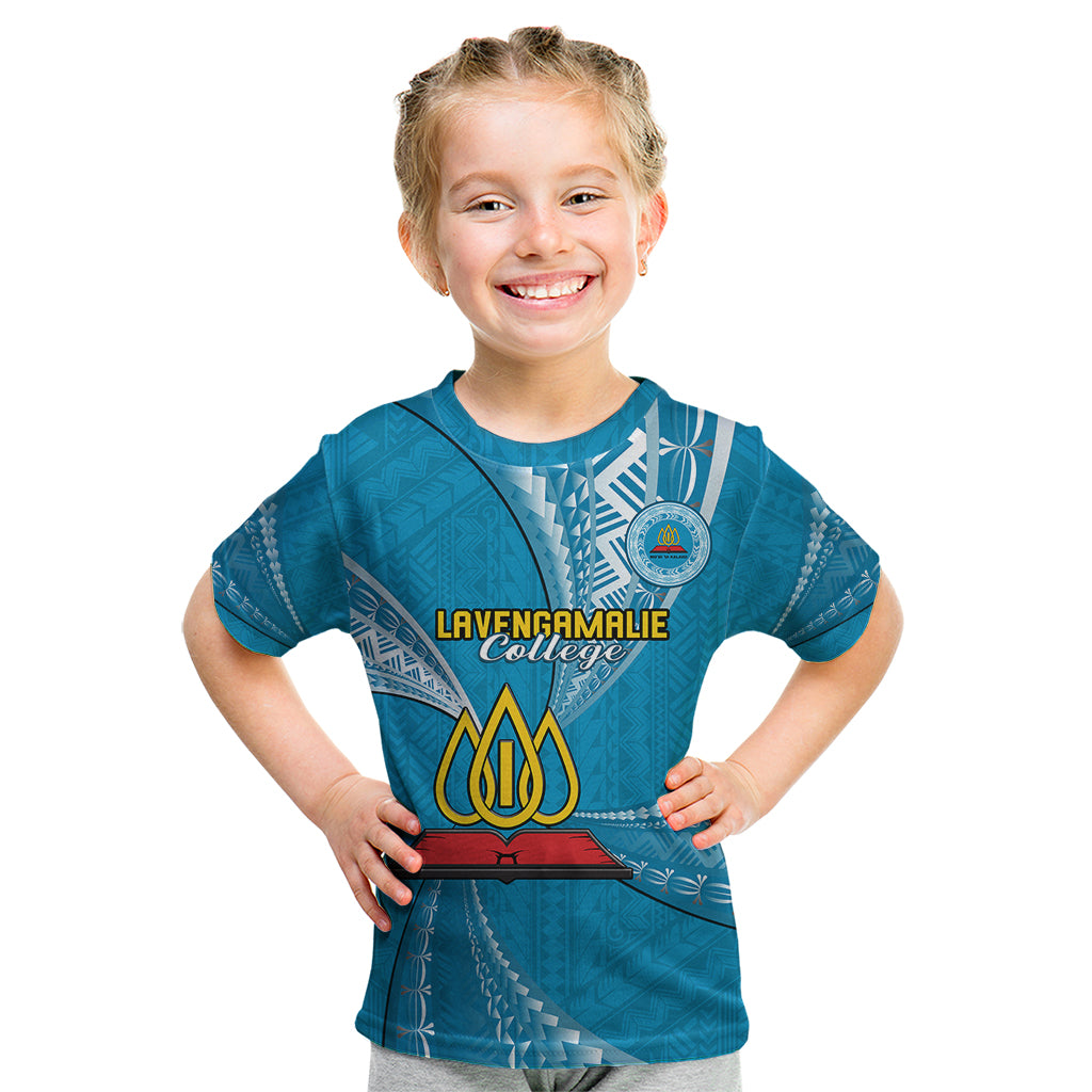 Personalised Tonga Lavengamalie College Kid T Shirt Class Of Year Tongan Ngatu Pattern LT14 Blue - Polynesian Pride