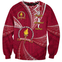 Personalised Tonga Beulah College Sweatshirt Tongan Ngatu Pattern LT14 Unisex Maroon - Polynesian Pride