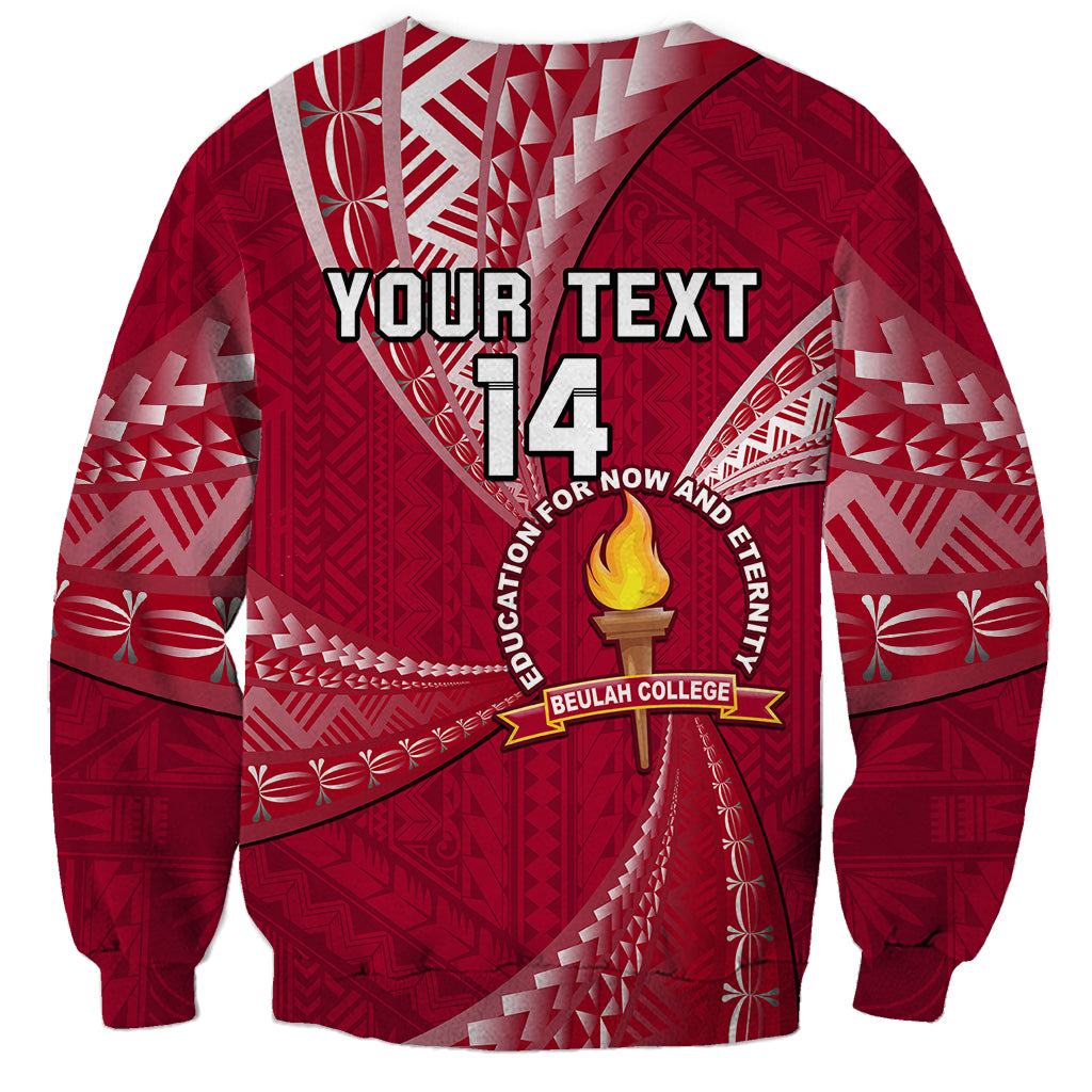 Personalised Tonga Beulah College Sweatshirt Tongan Ngatu Pattern LT14 - Polynesian Pride
