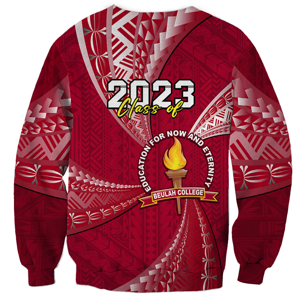 Personalised Tonga Beulah College Sweatshirt Class Of Year Tongan Ngatu Pattern LT14 - Polynesian Pride