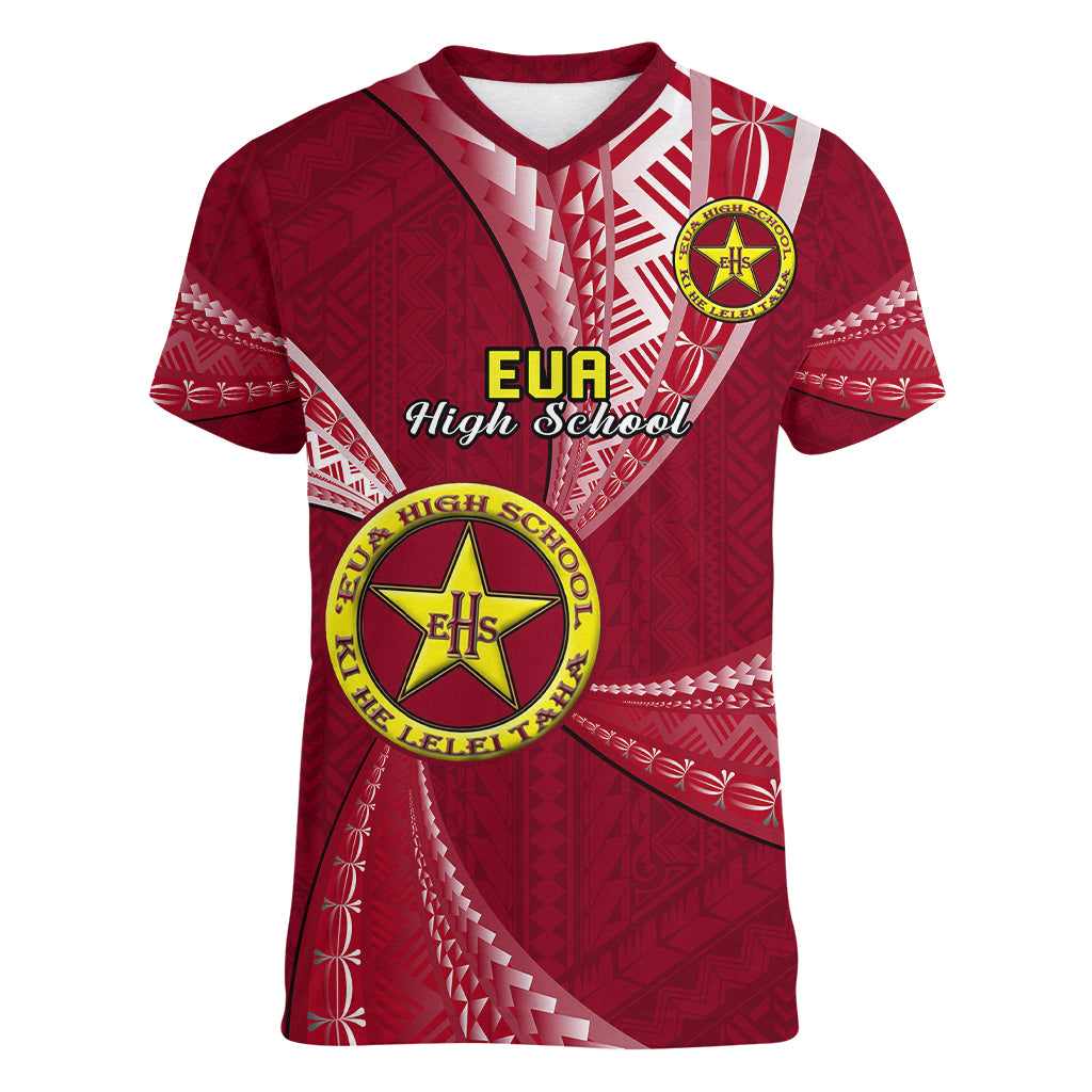 Personalised Tonga Beulah College Women V Neck T Shirt Class Of Year Tongan Ngatu Pattern LT14 Female Maroon - Polynesian Pride