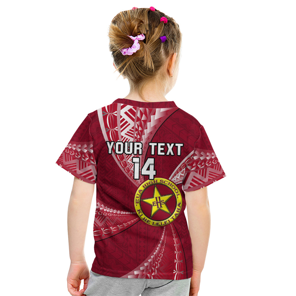 Personalised Tonga Eua High School Kid T Shirt Tongan Ngatu Pattern LT14 - Polynesian Pride