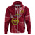 Custom Tonga Eua High School Hoodie Class of Year Tongan Ngatu Pattern LT14 Zip Hoodie Maroon - Polynesian Pride