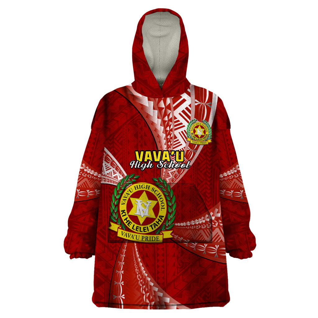 Personalised Tonga Vavau High School Wearable Blanket Hoodie Tongan Ngatu Pattern LT14 One Size Maroon - Polynesian Pride