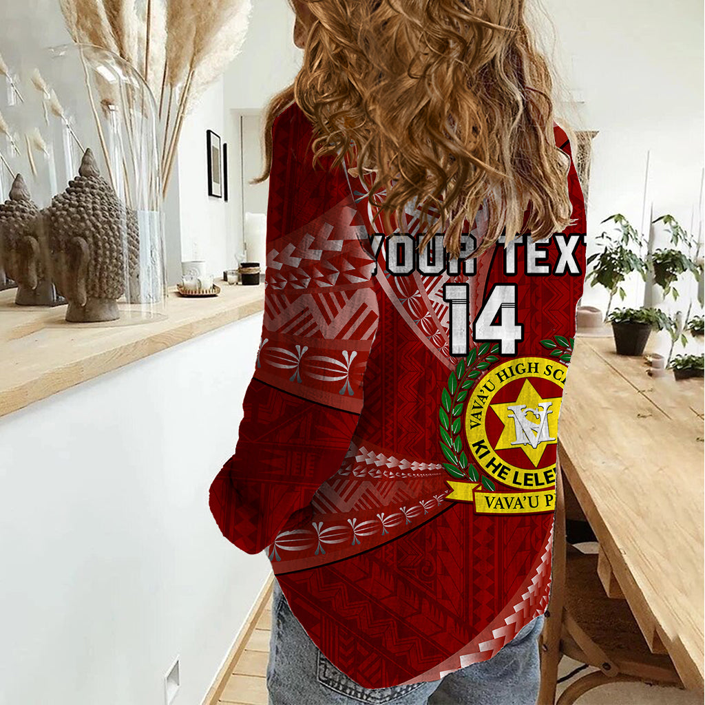 Personalised Tonga Vavau High School Women Casual Shirt Tongan Ngatu Pattern LT14 - Polynesian Pride