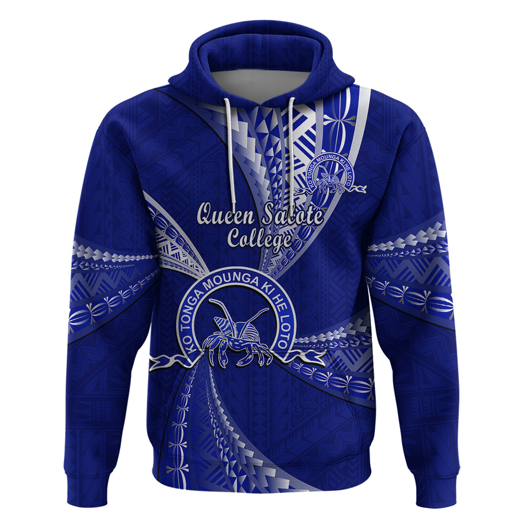 Custom Tonga Queen Salote College Hoodie Tongan Ngatu Pattern LT14 Pullover Hoodie Blue - Polynesian Pride