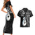 Personalised New Zealand Couples Short Sleeve Bodycon Dress and Hawaiian Shirt Aotearoa Silver Fern With Manaia Maori Unique Black LT14 - Polynesian Pride