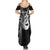 Personalised New Zealand Summer Maxi Dress Aotearoa Silver Fern With Manaia Maori Unique Black LT14 - Polynesian Pride