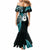 Personalised New Zealand Mermaid Dress Aotearoa Silver Fern With Manaia Maori Unique Turquoise LT14 - Polynesian Pride