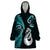 Personalised New Zealand Wearable Blanket Hoodie Aotearoa Silver Fern With Manaia Maori Unique Turquoise LT14 One Size Turquoise - Polynesian Pride