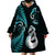 Personalised New Zealand Wearable Blanket Hoodie Aotearoa Silver Fern With Manaia Maori Unique Turquoise LT14 - Polynesian Pride