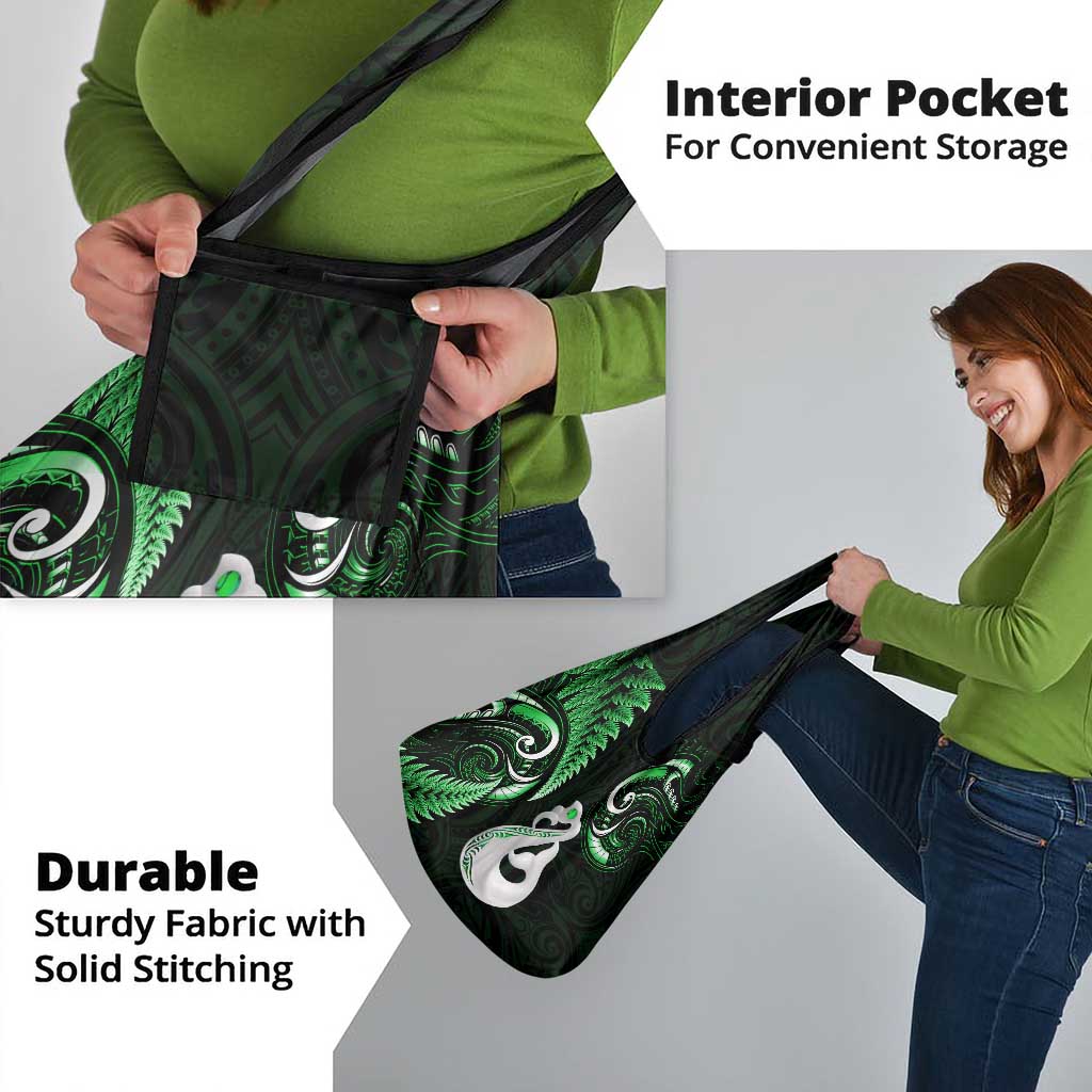 Green New Zealand Grocery Bag Aotearoa Silver Fern With Manaia Maori