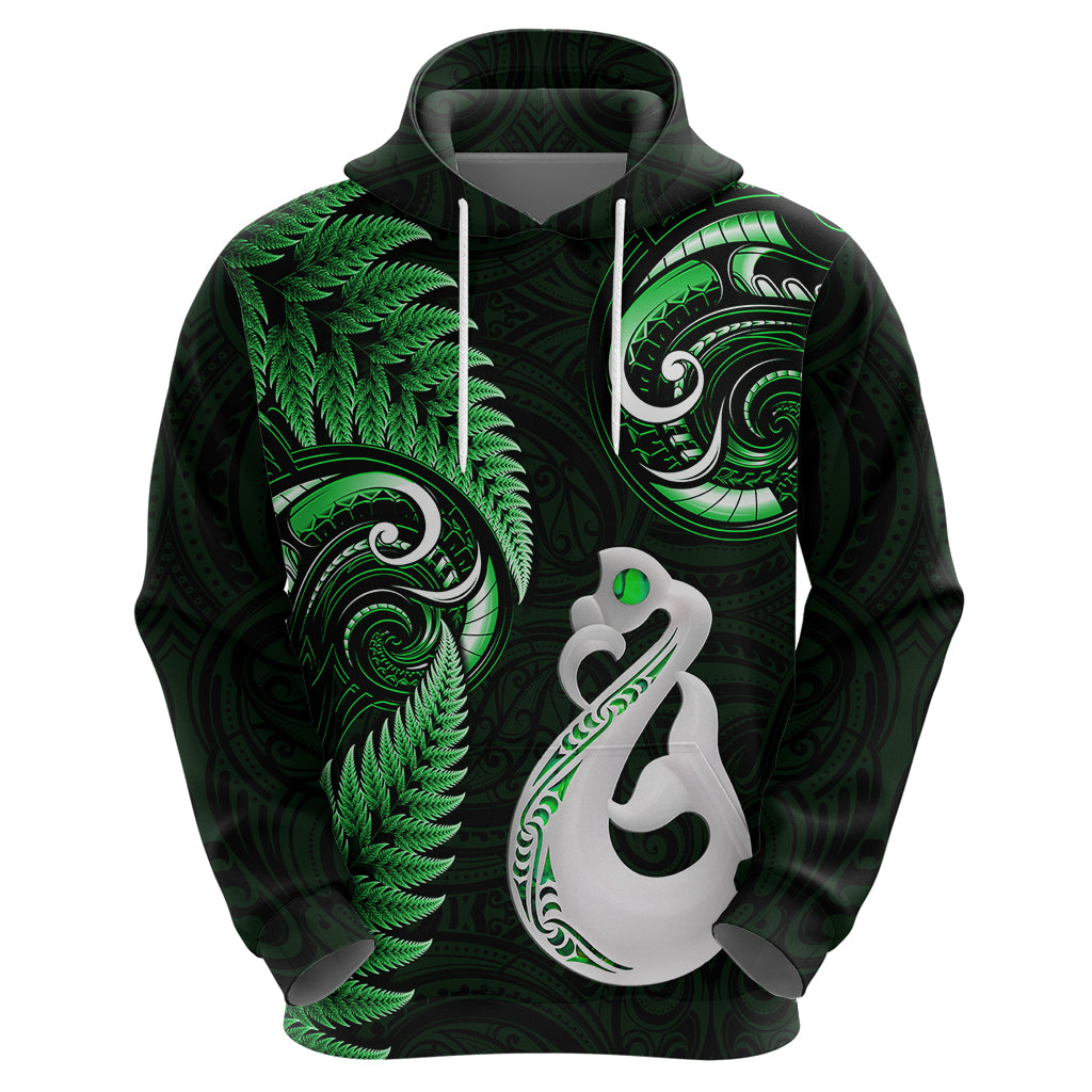 Custom New Zealand Hoodie Aotearoa Silver Fern With Manaia Maori Unique Green LT14 - Polynesian Pride