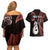 Personalised New Zealand Couples Off Shoulder Short Dress and Hawaiian Shirt Aotearoa Silver Fern With Manaia Maori Unique Red LT14 - Polynesian Pride
