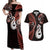 Personalised New Zealand Couples Off Shoulder Maxi Dress and Hawaiian Shirt Aotearoa Silver Fern With Manaia Maori Unique Red LT14 Red - Polynesian Pride