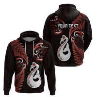 Custom New Zealand Hoodie Aotearoa Silver Fern With Manaia Maori Unique Red LT14 - Polynesian Pride