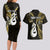 Personalised New Zealand Couples Long Sleeve Bodycon Dress and Hawaiian Shirt Aotearoa Silver Fern With Manaia Maori Unique Gold LT14 - Polynesian Pride