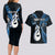 Personalised New Zealand Couples Long Sleeve Bodycon Dress and Hawaiian Shirt Aotearoa Silver Fern With Manaia Maori Unique Blue LT14 - Polynesian Pride