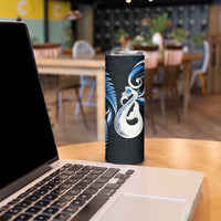 New Zealand Skinny Tumbler Aotearoa Silver Fern With Manaia Maori Unique Blue