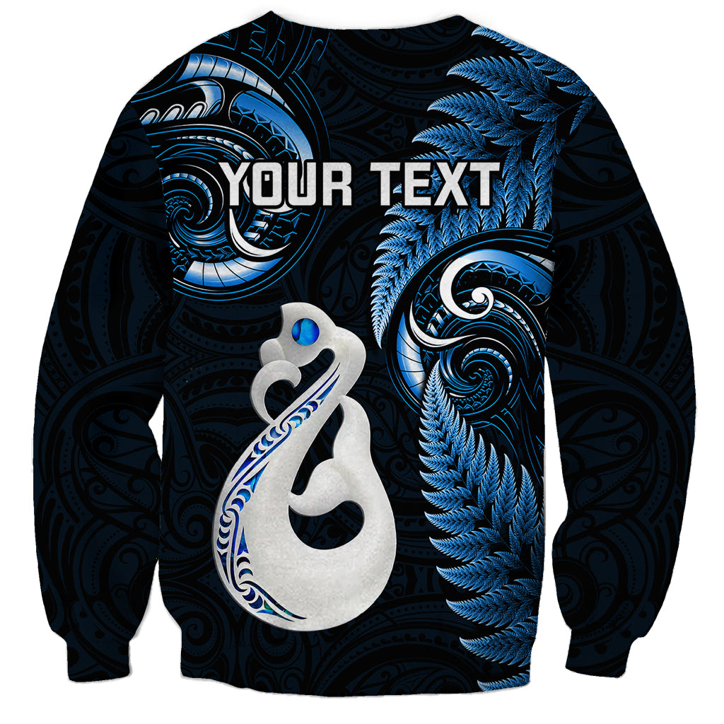 Personalised New Zealand Sweatshirt Aotearoa Silver Fern With Manaia Maori Unique Blue LT14 - Polynesian Pride