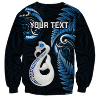 Personalised New Zealand Sweatshirt Aotearoa Silver Fern With Manaia Maori Unique Blue LT14 - Polynesian Pride