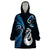 Personalised New Zealand Wearable Blanket Hoodie Aotearoa Silver Fern With Manaia Maori Unique Blue LT14 One Size Blue - Polynesian Pride