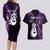 Personalised New Zealand Couples Long Sleeve Bodycon Dress and Hawaiian Shirt Aotearoa Silver Fern With Manaia Maori Unique Purple LT14 - Polynesian Pride